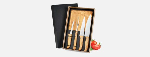 CHU 1438 - Kit Para Churrasco Em Bambu/Inox