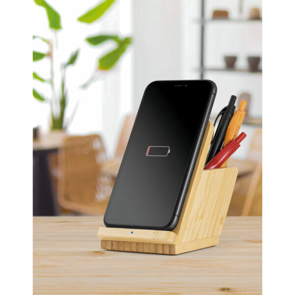 CW 4795 - Carregador wireless em bambu 10W - Image 6