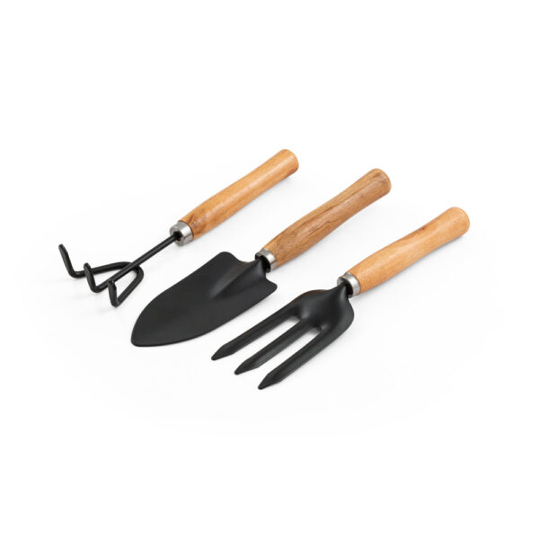 CJ 9129 - Conjunto de jardinagem com 3 ferramentas em metal e madeira de eucalipto - Image 5