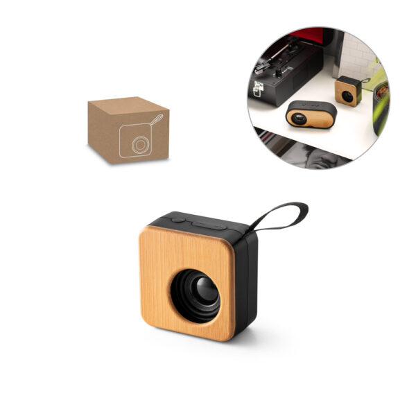 CS 8997 - Caixa de som portátil em bambu e ABS 100% reciclado