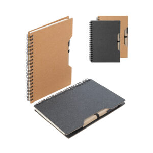 CAD 4622 - Caderno capa em papelão reciclado com caneta